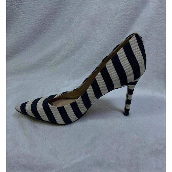 Sam Edelman black white 4" Stripe Heels Stiletto Sz. 7 M US 37 EU Women’s Canvas - Picture 6 of 11